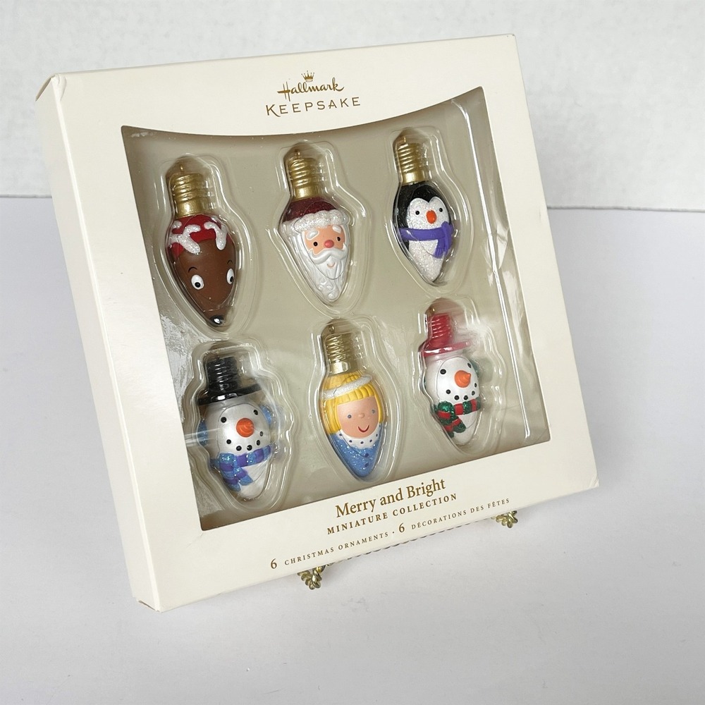 2006 MIB Hallmark Keepsake Miniature Ornament Merry and Bright, set of 6